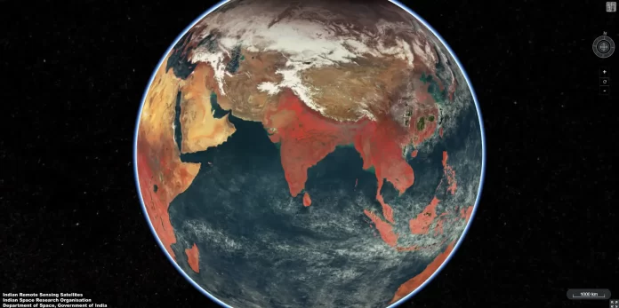 Afbeeldingen van de aarde gegenereerd op basis van ISRO's satellietgegevens
