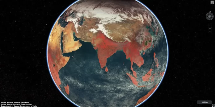 Bilder av jorden genererade från ISRO:s satellitdata